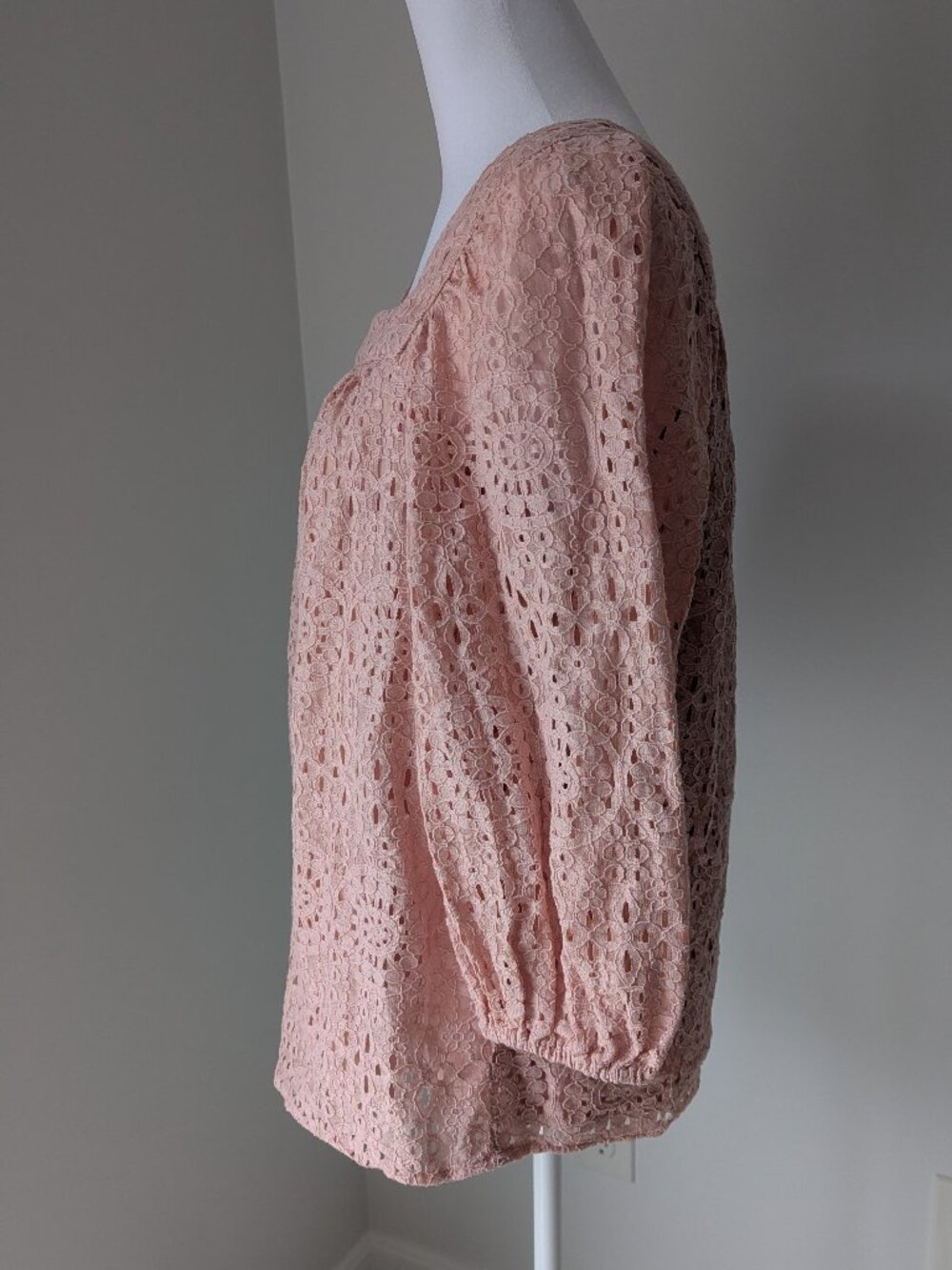 LC Lauren Conrad Square Neck‎ Peasant Top Shirt Size Small Floral Pink - Picture 5 of 8